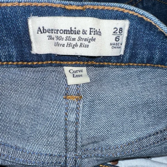 Abercrombie & Fitch Women’s Jeans Size 28 (6) Curve Blue Denim 90s Slim Straight - Picture 8 of 12